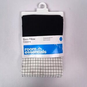 Room Essentials Body Pillow Covers 20x52 Black Grid Set of 2 Target